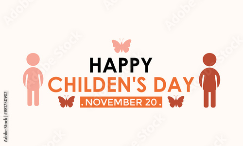 Happy Children's Day. Universal Children's Day. 20th November. Banner poster, flyer and background design template. Vector illustration