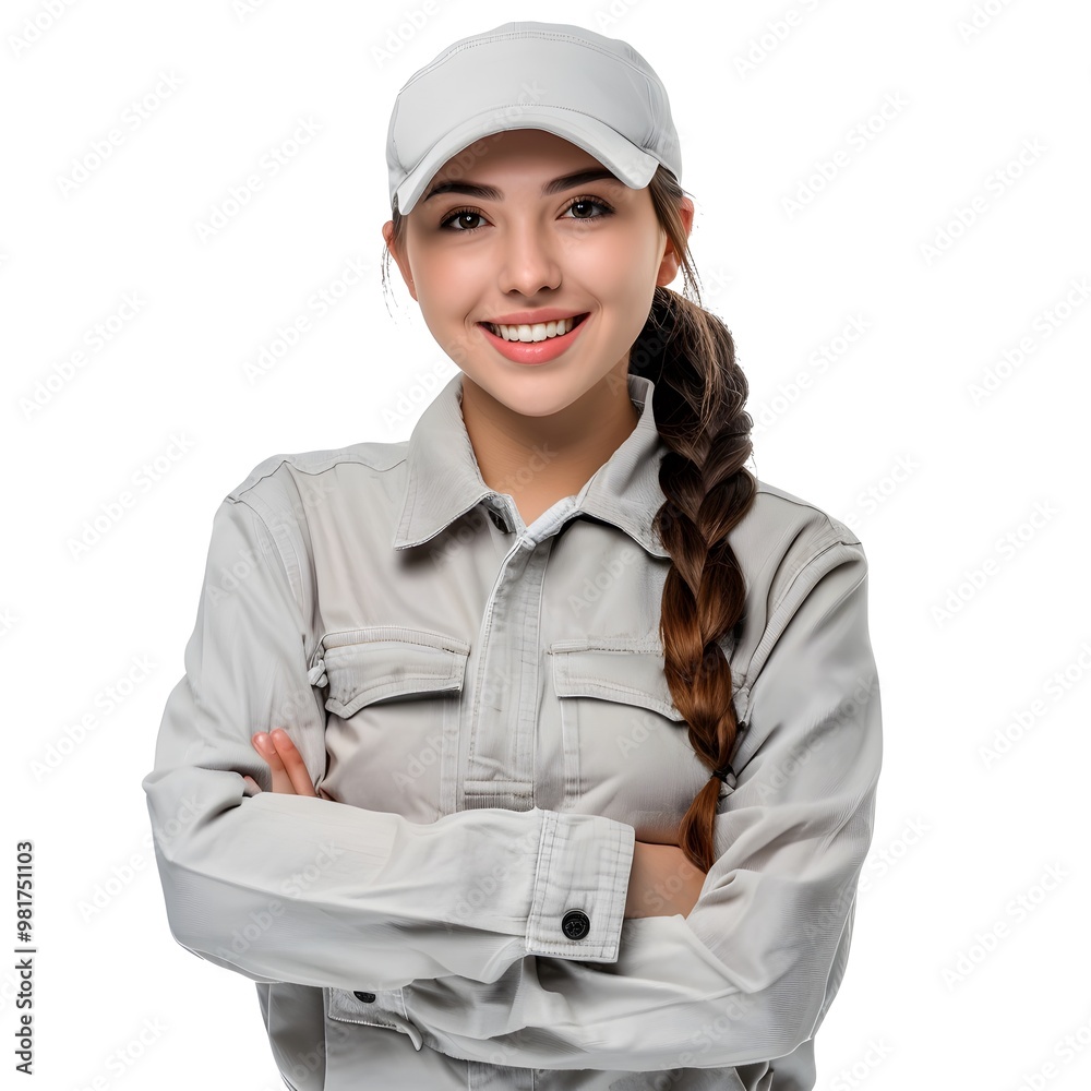 female worker with arms crossed