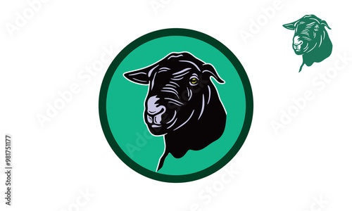 great big dorper head logo, silhouette of strong ram closeup vector illustrations