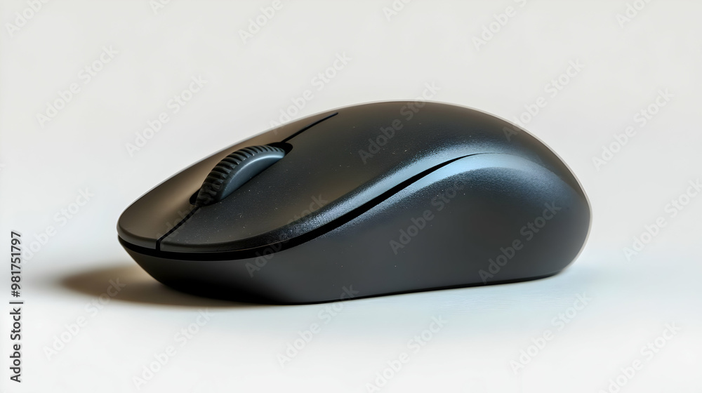 A sleek black computer mouse on a minimalist background, showcasing ergonomic design and modern technology for digital users. A sleek black computer mouse on a minimalist background, showcasing ergonomic design and modern technology for digital users.