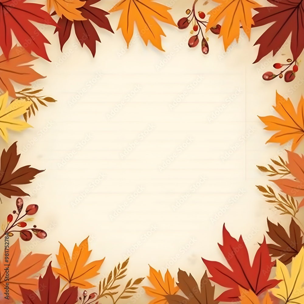 autumn leaves Colorful frame background. Generative ai autumn leaves Colorful frame background. Generative ai