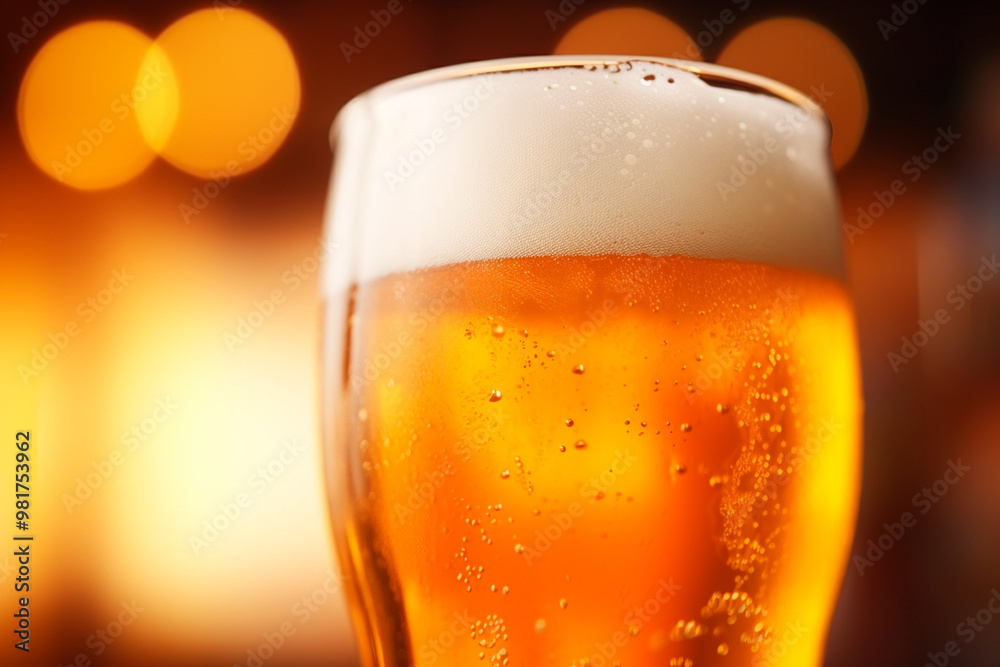 Close-up of a mug with cold beer, side view, advertising photographic style. Close-up of a mug with cold beer, side view, advertising photographic style.