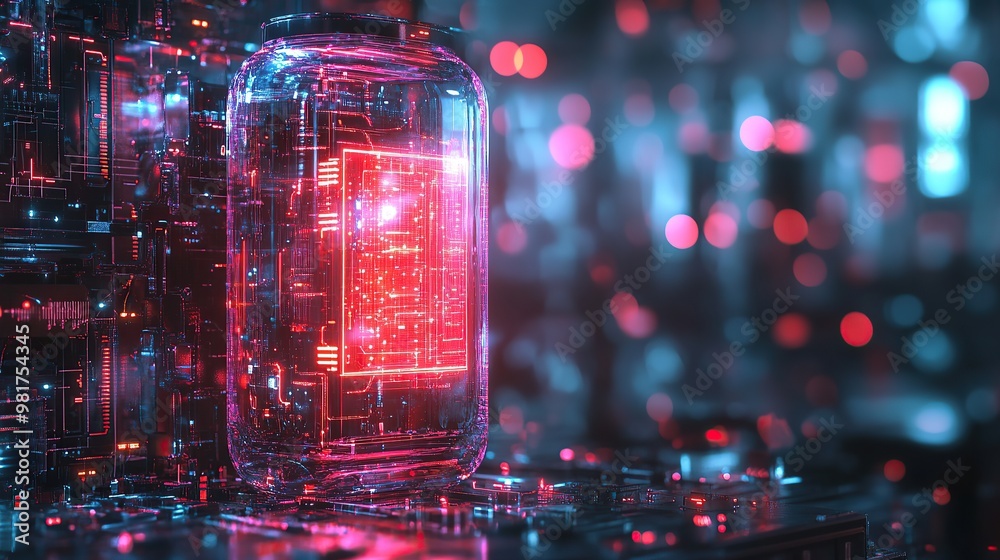 High-Power Electric Energy Battery in Futuristic Digital Environment