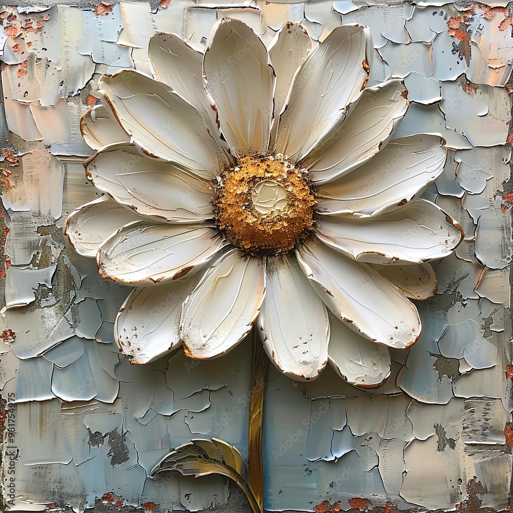 White Daisy Flower Painting with Gold Center White Daisy Flower Painting with Gold Center