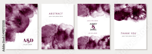 multipurpose card set with burgundy abstract watercolor background