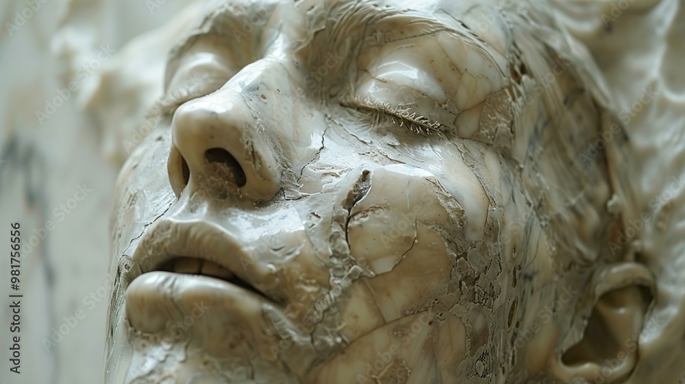 Close Up of a Marble Sculpture of a Human Face Close Up of a Marble Sculpture of a Human Face