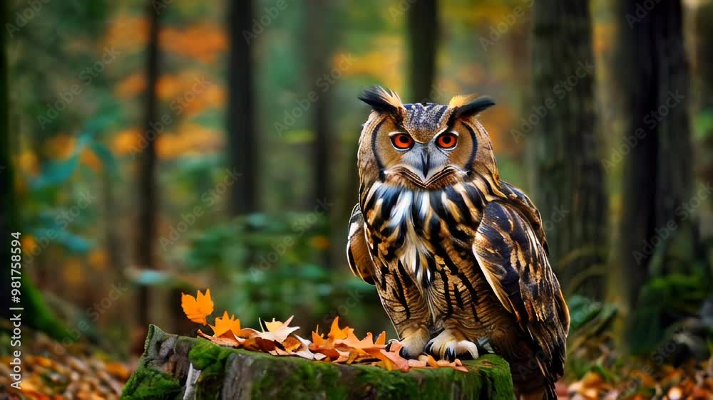 Majestic Owl in Autumn Forest Majestic Owl in Autumn Forest
