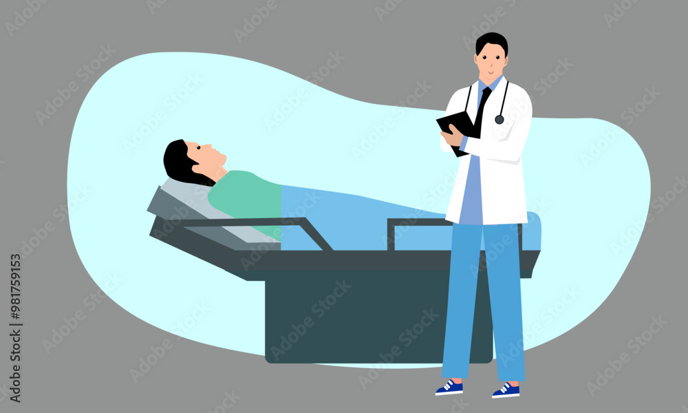 Fototapeta premium illustration of a doctor reception with a patient lying