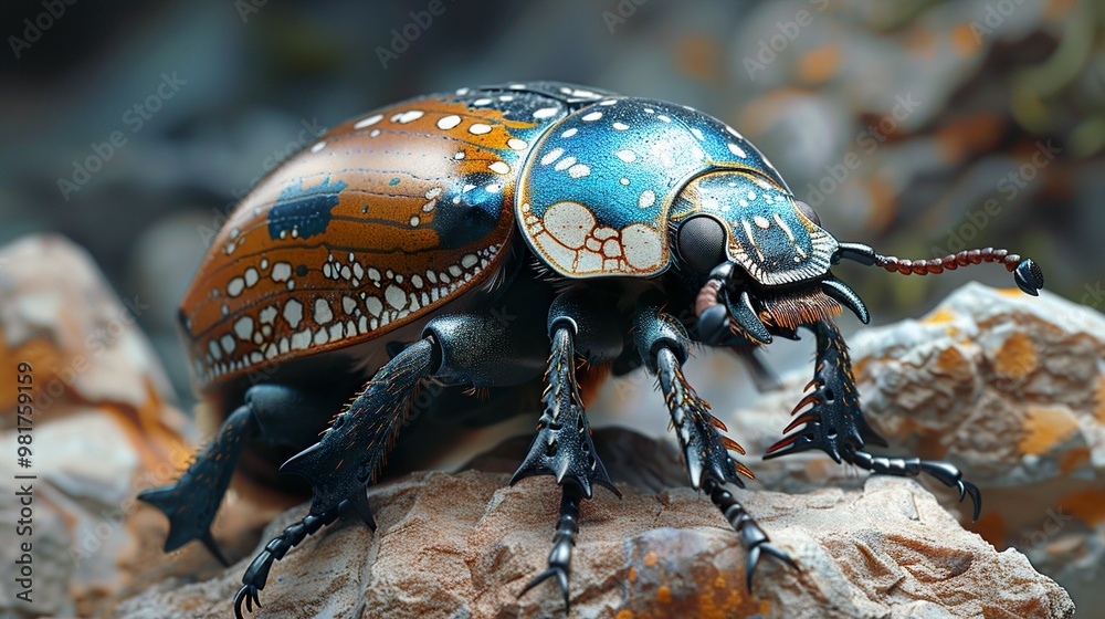 Close-Up of a Colorful Beetle with Intricate Details Close-Up of a Colorful Beetle with Intricate Details