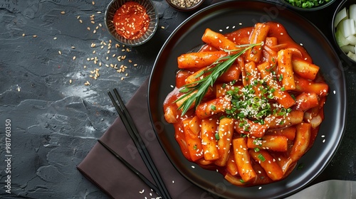 Korean food, tteokbokki on bowl