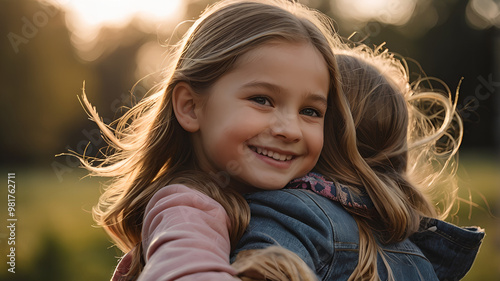 Young Girl Giving Her Little Sister a Loving Hug