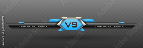 Game Versus Lower Third in Metallic Black, Silver and Sky Blue Color Theme for Esports, Gaming, and Sports Broadcasts photo