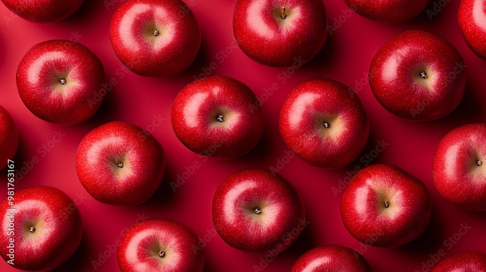 A Pattern of Red Apples on a Crimson Background A Pattern of Red Apples on a Crimson Background