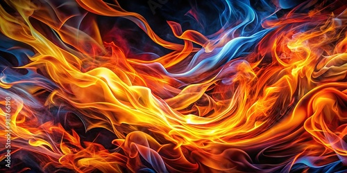 Abstract photograph of vibrant flames creating intricate patterns and mesmerizing movements