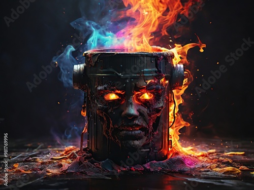 skull in fire