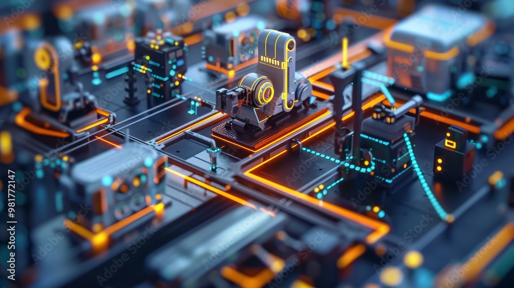 Smart factory with AI algorithms, IoT sensors, automated machinery, seamless production, cutting-edge industrial technology, high-tech environment Smart factory with AI algorithms, IoT sensors, automated machinery, seamless production, cutting-edge industrial technology, high-tech environment