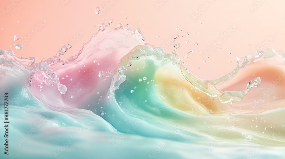Fototapeta premium Abstract Pastel Water Splash with Bubbles