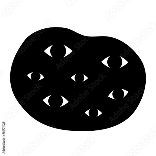 Scary staring eyes in the dark. Mental disorder, panic, phobia, healthcare, anxiety stress concepts. Flat vector design isolated illustration.
