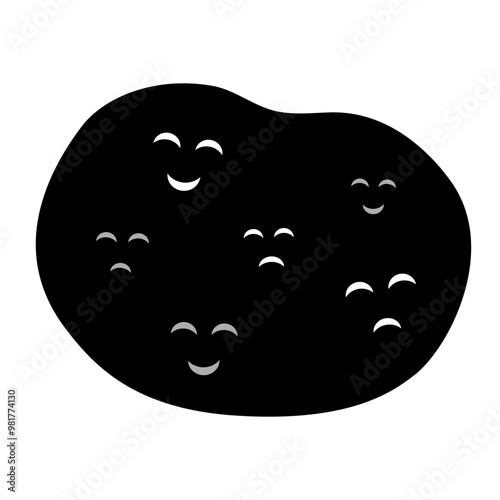 Scary smiling face in the dark. Mental disorder, panic, phobia, healthcare, anxiety stress concepts. Flat vector design isolated illustration.