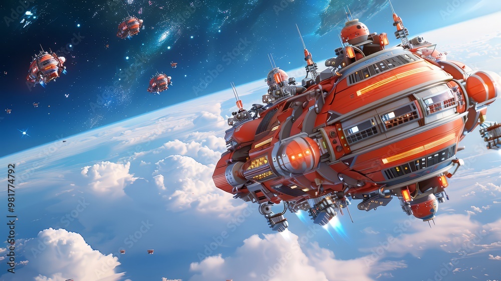 Massive floating data centers storing and processing information from across the galaxy, ensuring the smooth operation of a space colony Massive floating data centers storing and processing information from across the galaxy, ensuring the smooth operation of a space colony