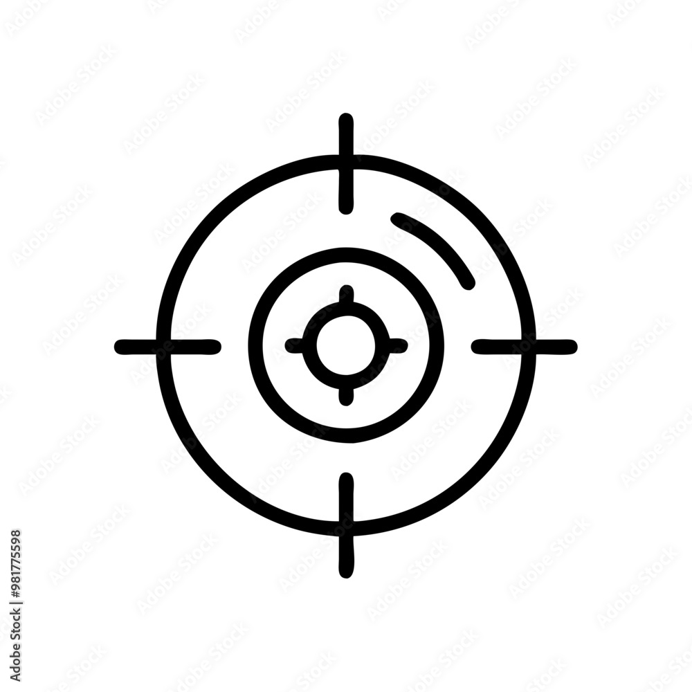 Target icon in black outline, focus and precision concept Target icon in black outline, focus and precision concept