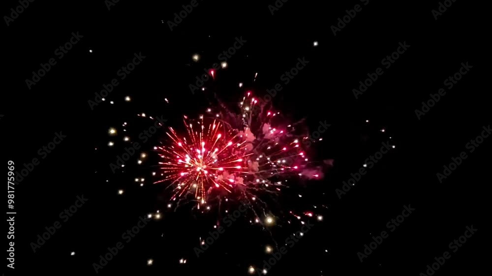 Sparkling colorful fireworks in the dark night sky