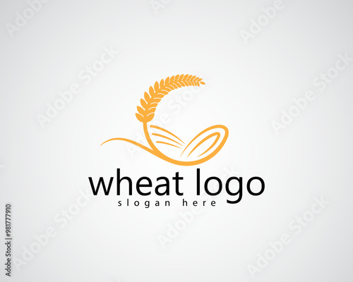 creative circular wheat with hills in the middle logo