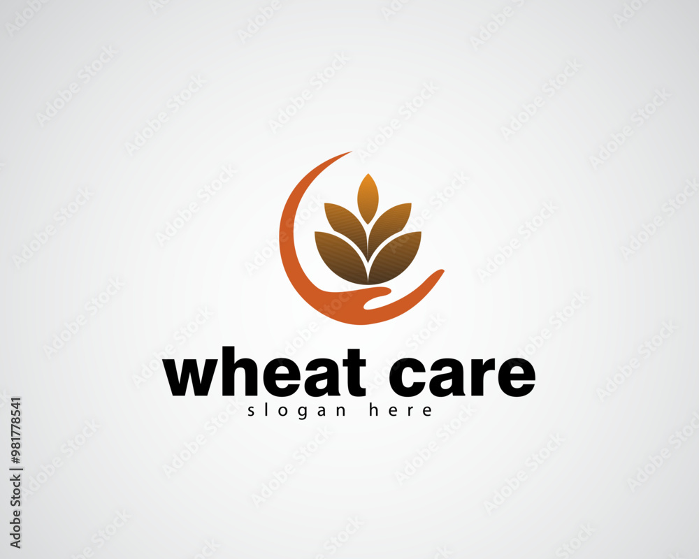 creative grains of wheat piled up in a circular hand logo creative grains of wheat piled up in a circular hand logo