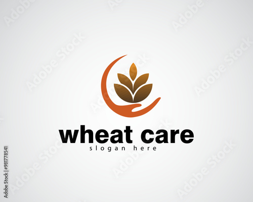 creative grains of wheat piled up in a circular hand logo