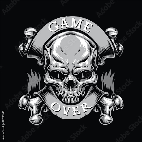 crossing bones skull vector logo