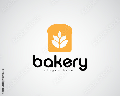 creative stacked wheat grains on bread background logo