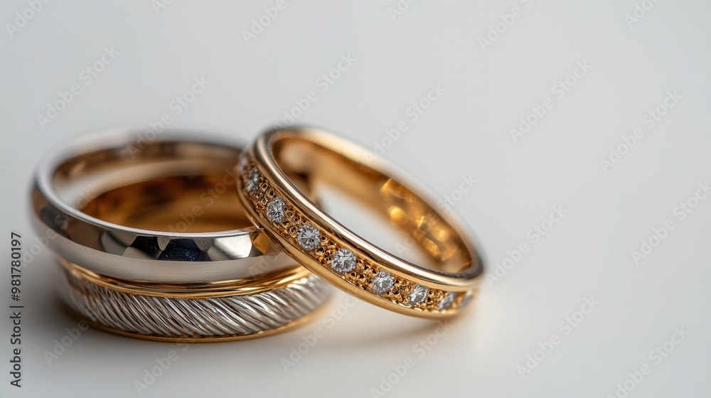 Elegant golden rings collection for jewelry ads or fashion posters Elegant golden rings collection for jewelry ads or fashion posters