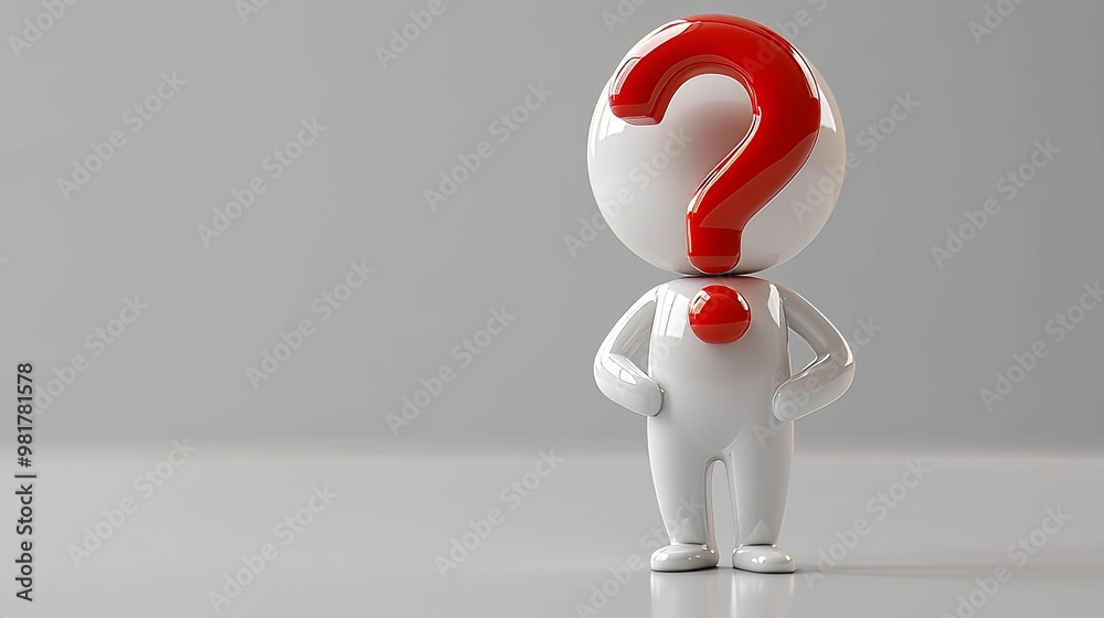 White Figurine with a Red Question Mark as a Head White Figurine with a Red Question Mark as a Head