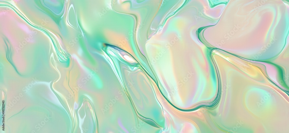 Fototapeta premium Iridescent holographic pastel colors in liquid for modern abstract art print