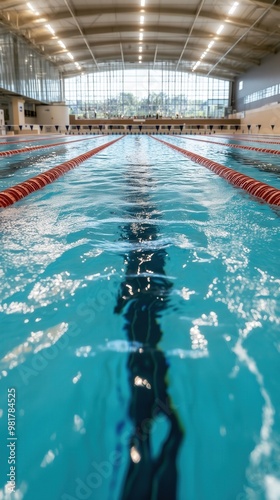 Modern swimming pool arena for professional competitions and training photo