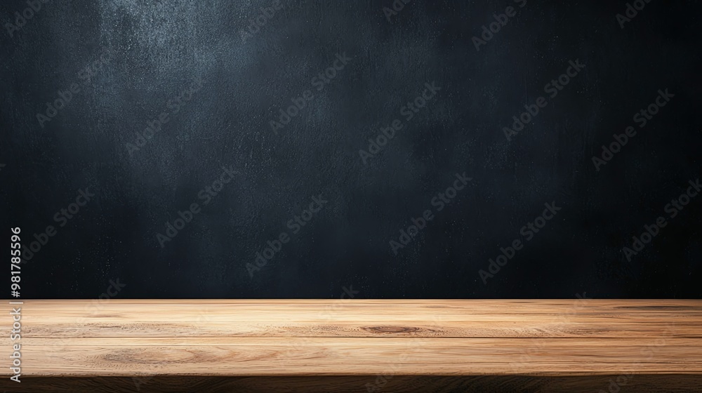A rustic wooden table against a dark textured wall, perfect for display A rustic wooden table against a dark textured wall, perfect for display