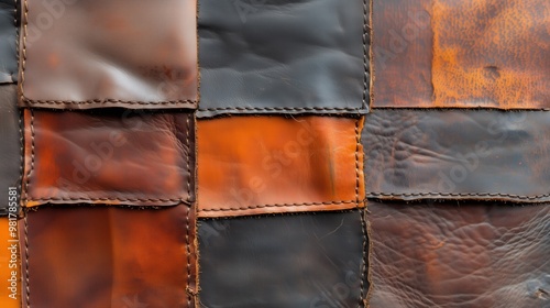 Rustic patchwork leather texture background for print and design photo