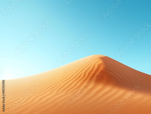 A serene desert landscape featuring smooth sand dunes under a clear blue sky, embodying tranquility and natural beauty.