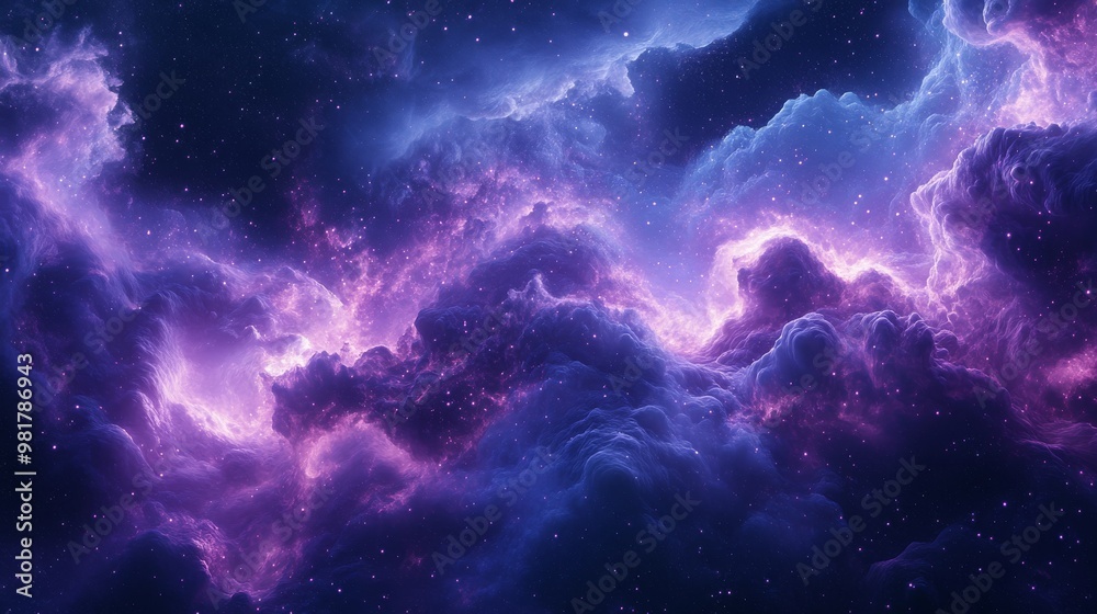 Cosmic Nebula with Swirling Clouds and Scattered Stars Cosmic Nebula with Swirling Clouds and Scattered Stars