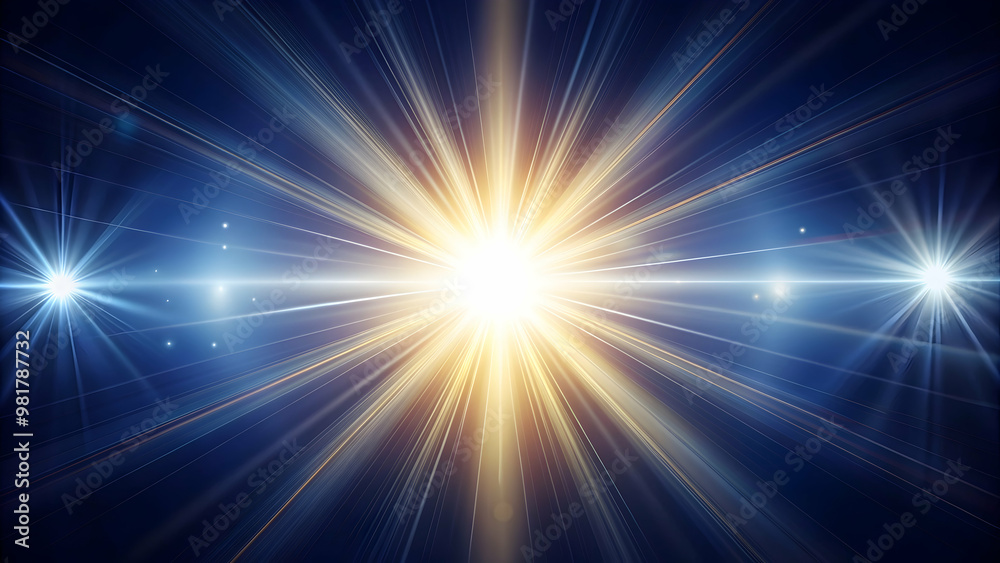 Fototapeta premium Sparkling white lens flare with glowing sun rays on a background, sun, lens flare, light, bright, shiny,abstract, sun rays