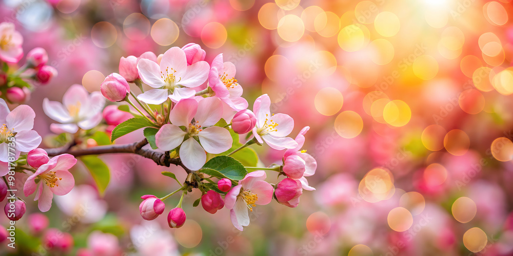 Apple tree in full bloom creating a pink floral bokeh background outdoors, apple tree, bloom, pink, floral, bokeh, background Apple tree in full bloom creating a pink floral bokeh background outdoors, apple tree, bloom, pink, floral, bokeh, background