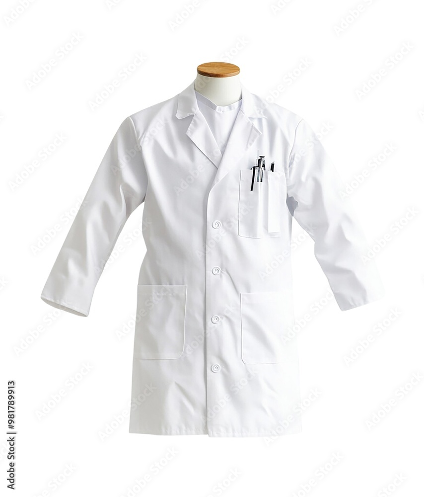 A clean and professional white lab coat suitable for medical or scientific use. Ideal for healthcare and academic settings. A clean and professional white lab coat suitable for medical or scientific use. Ideal for healthcare and academic settings.
