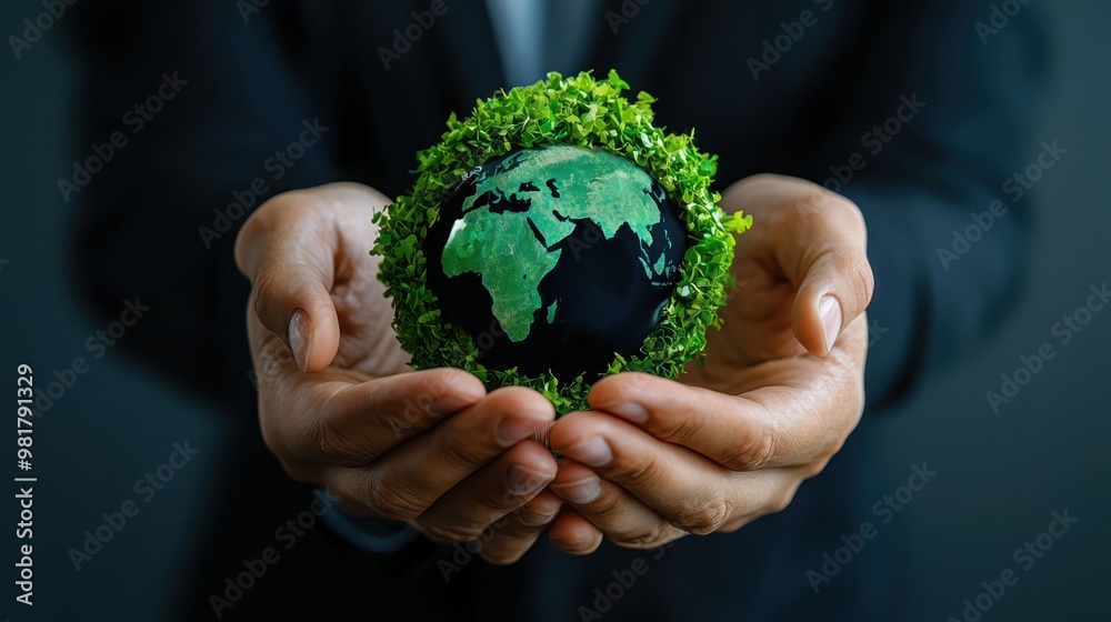 Green Finance and Recycled Globe Concept with Copy Space Green Finance and Recycled Globe Concept with Copy Space
