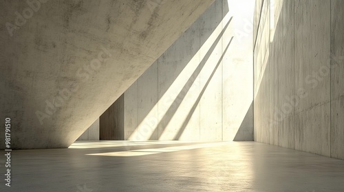 Wallpaper Mural 91. A timelapse of sun shadows moving across the smooth concrete surfaces of a minimalist hall, highlighting the interplay of light and modern architectural elements Torontodigital.ca