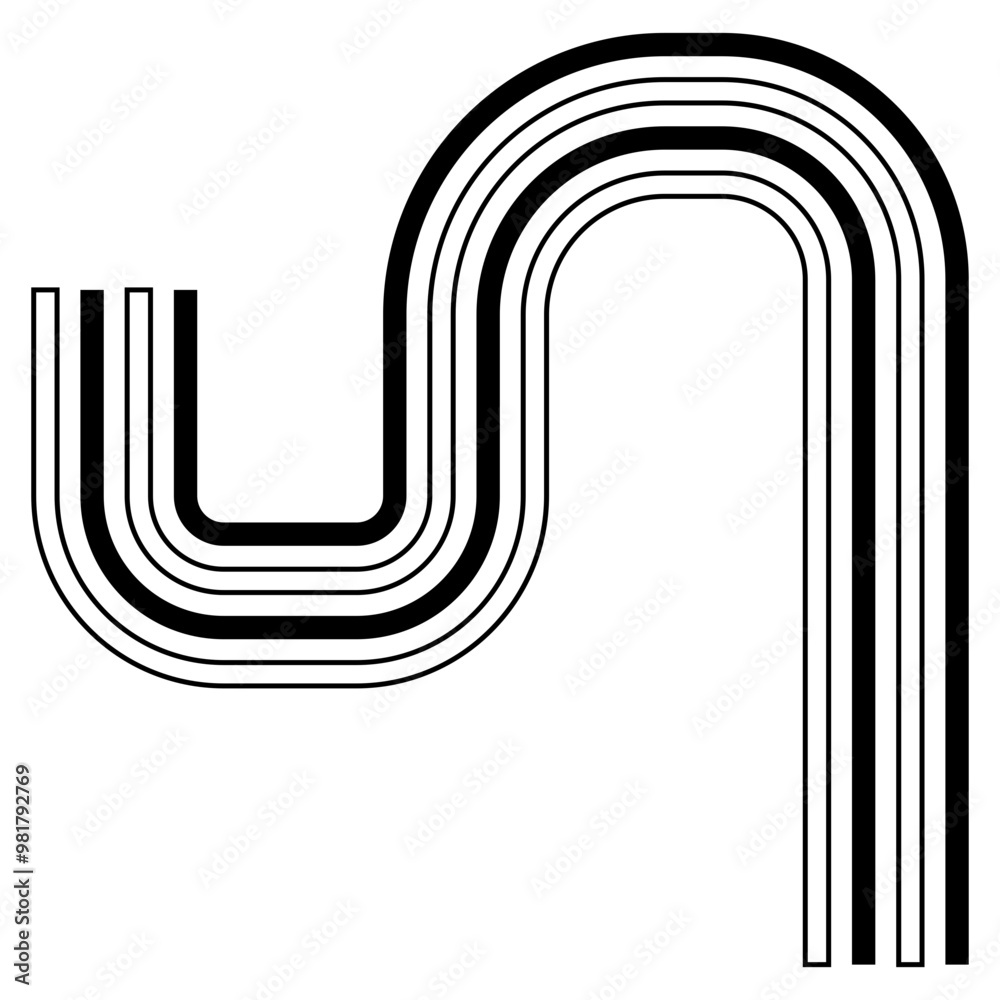 Black and White Rainbow Illustration on White Background. Isolated Vector Icon