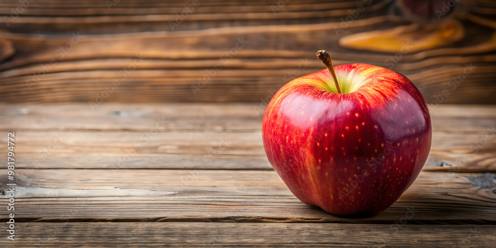 A close-up photo of a ripe red apple on a wooden surface , fresh, fruit, healthy, organic, juicy, bright, natural A close-up photo of a ripe red apple on a wooden surface , fresh, fruit, healthy, organic, juicy, bright, natural