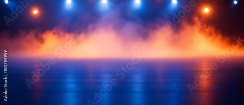 Vibrant stage lighting with fog creates a dynamic atmosphere for performances, enhancing the visual spectacle of any event. photo