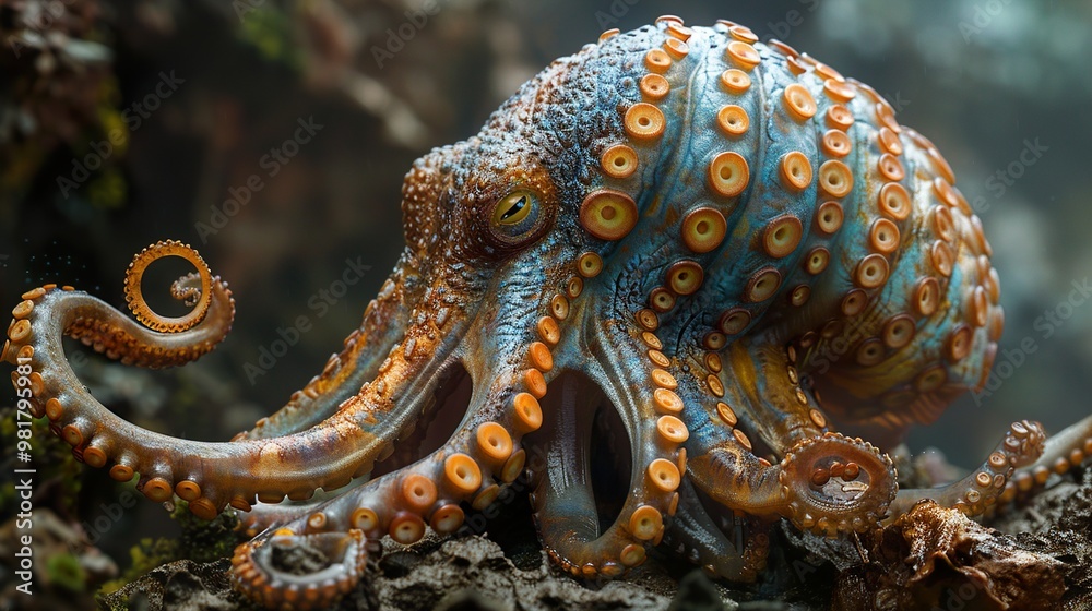 Close-up of a Colorful Octopus in its Natural Habitat Close-up of a Colorful Octopus in its Natural Habitat