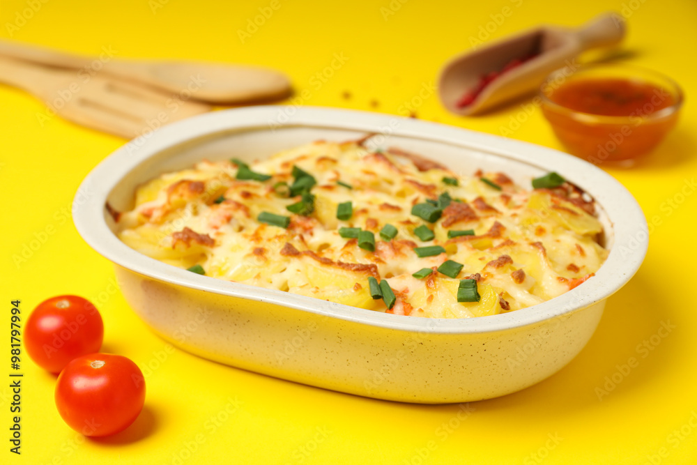 Concept of tasty and delicious homemade food - potato casserole Concept of tasty and delicious homemade food - potato casserole