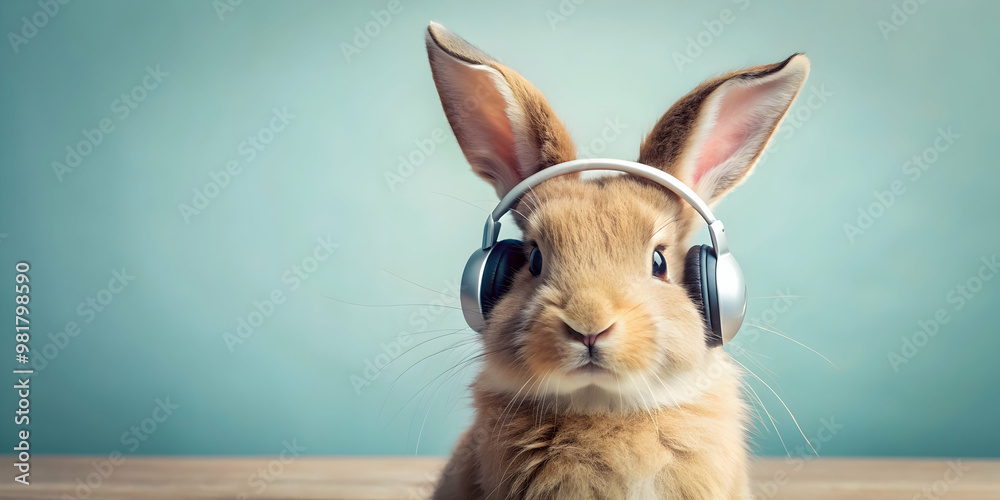 Adorable rabbit with headphones enjoying music, rabbit, cute, music lover, headphones, listening, furry, animal, whimsical Adorable rabbit with headphones enjoying music, rabbit, cute, music lover, headphones, listening, furry, animal, whimsical